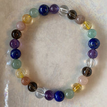 Load image into Gallery viewer, Chakra Bracelets: Smoky Quartz, Moonstone, Citrine, Aventurine, Lapis Lazuli, Amethyst, Clear Quartz.