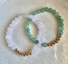 Load image into Gallery viewer, Rose Quartz and Aventurine with six Rose Gold Filled Bead Bracelet