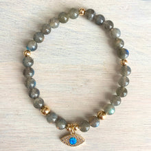 Load image into Gallery viewer, Labradorite with Evil Eye Charm
