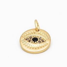Load image into Gallery viewer, Matte Gold Evil Eye Charm