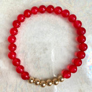 Red Jade with 5MM Gold Accents