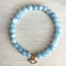 Load image into Gallery viewer, Aquamarine with Opal Evil Eye Charm
